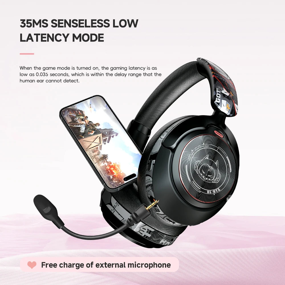 2024 Hand Painted ANC Wireless Headphones Over Ear Active Noise Cancelling Bluetooth 5.4 Headset Deep Bass with Microphones - NJPH Best Selling 