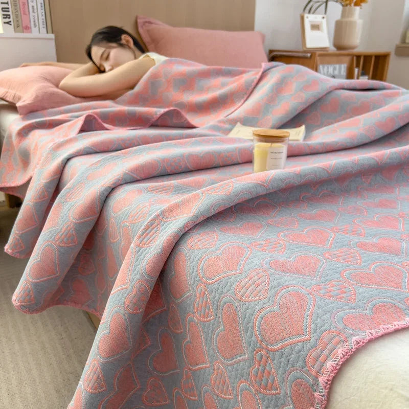 New cotton three-layer yarn towel quilt pure cotton office lunch break blanket sofa cover blanket shawl blanket