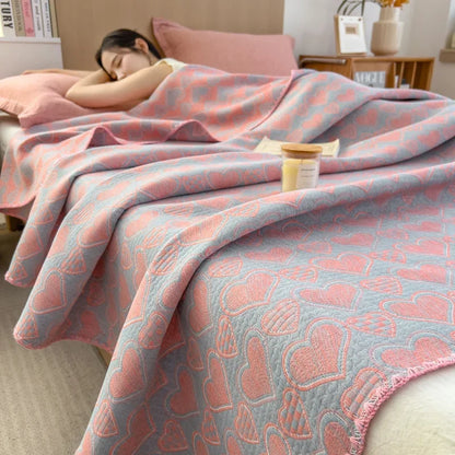 New cotton three-layer yarn towel quilt pure cotton office lunch break blanket sofa cover blanket shawl blanket