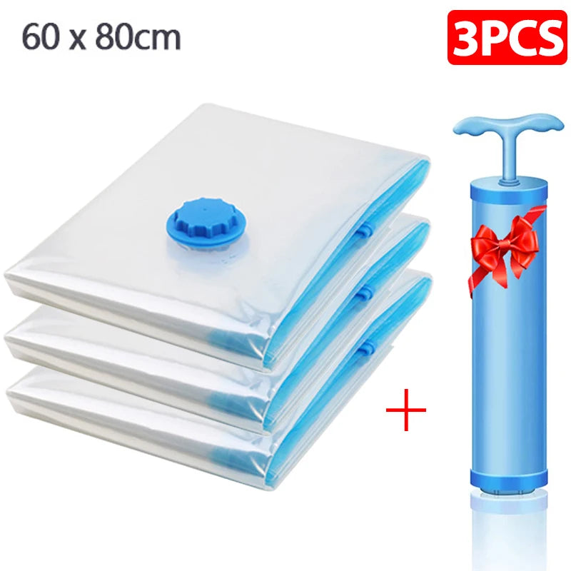 1/5/10pc Vacuum Storage Bags,for Bedding,Pillows,Towel,Clothes Space Saver Travel Storage Bag,With Hand-Pump,Vacuum Bag Package - NJPH Best Selling 