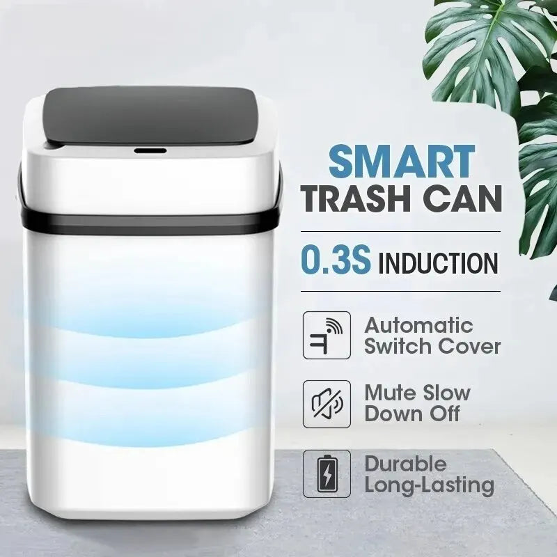 Kitchen Trash Bin 13L Bathroom Touch Trash Can In The Toilet Smart Garbage Bucket Waste Bins Dustbin Smart Trash Can Kitchen - NJPH Best Selling 