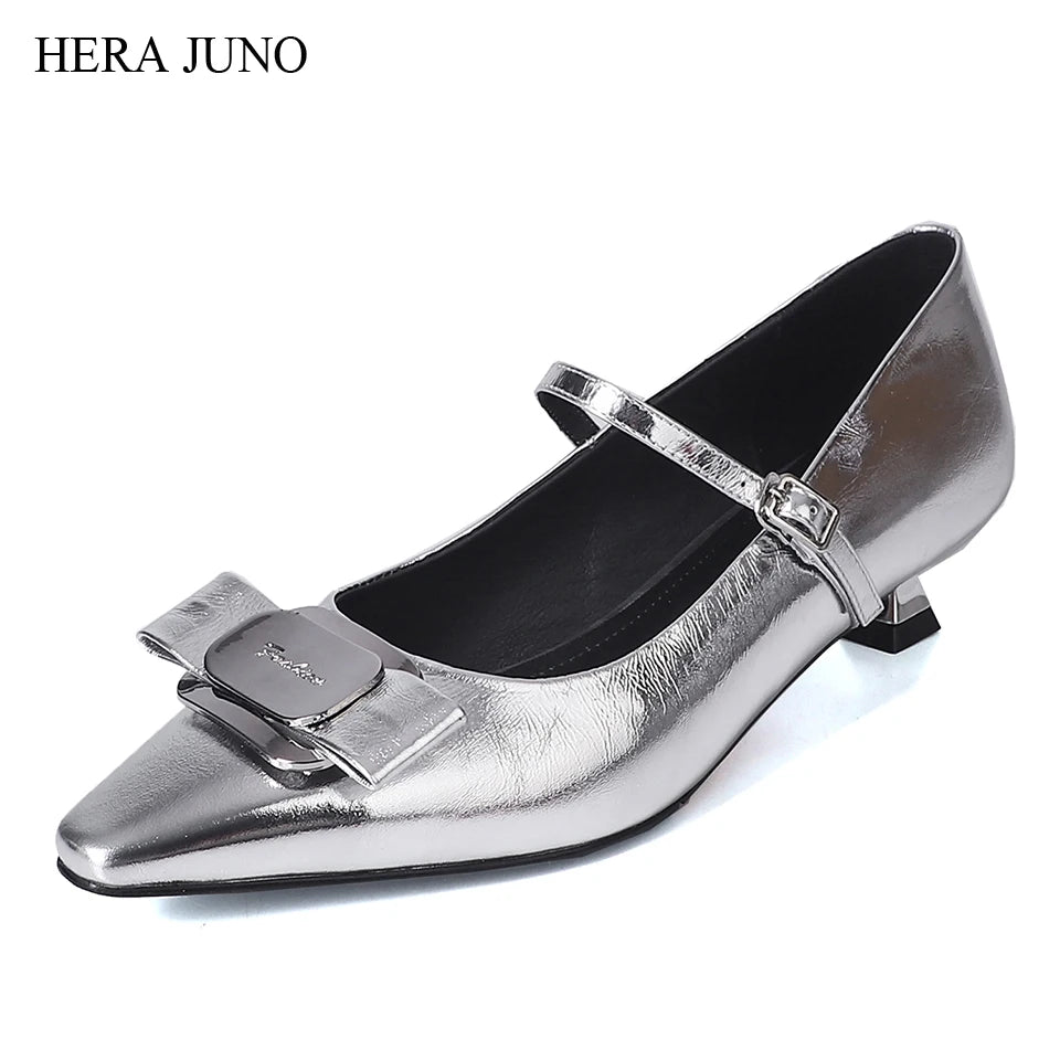 HERA JUNO Women's Square Toe Kitten Low Heel Dress Shoes for Women Mary Jane Dresst Shoe Womens Genuine Leather Patent Heels - NJPH Best Selling 