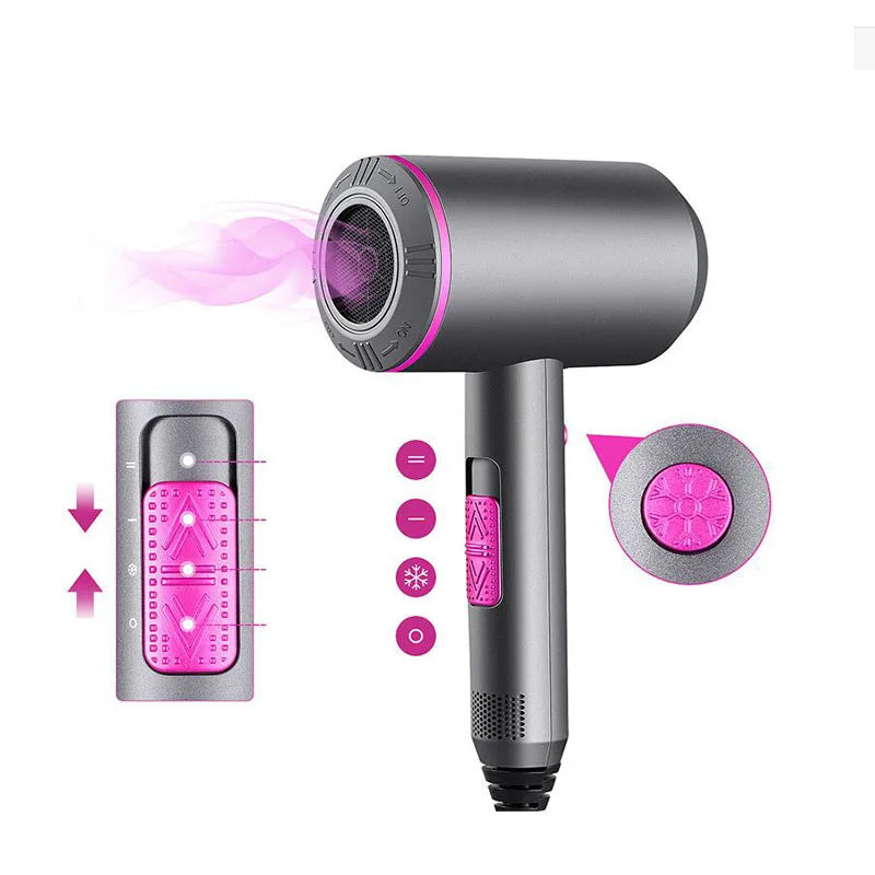 2000W Professional Hair Dryers Salon Strong Powerful Hot And Cold Wind Negative Ion Hammer Blower With Diffuser Nozzles Fast Dry - NJPH Best Selling 