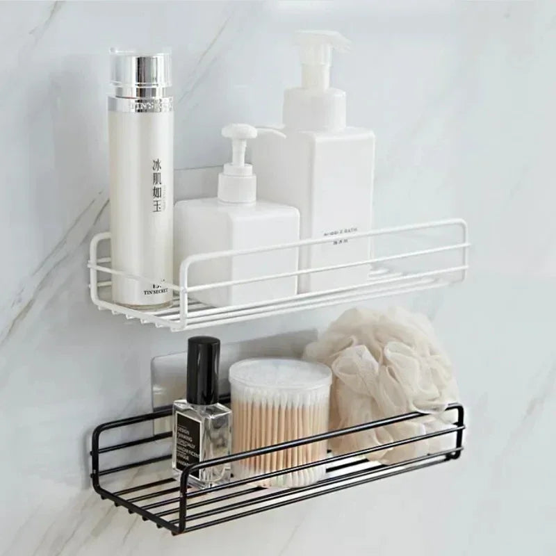 Bathroom Shelf Wall Mounted Corner Storage Shelves Shampoo Holder Cosmetic Rack Iron Shower Drain Basket Bathroom Organizer - NJPH Best Selling 