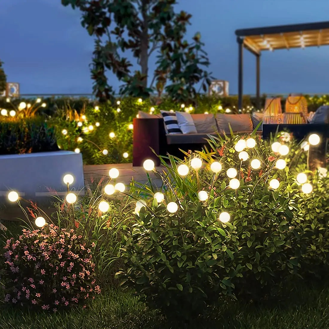 8 LED Solar Garden Lights Powered Firefly Lights Outdoor Waterproof Vibrant Garden Lights for Patio Pathway Decoration,Warm - NJPH Best Selling 