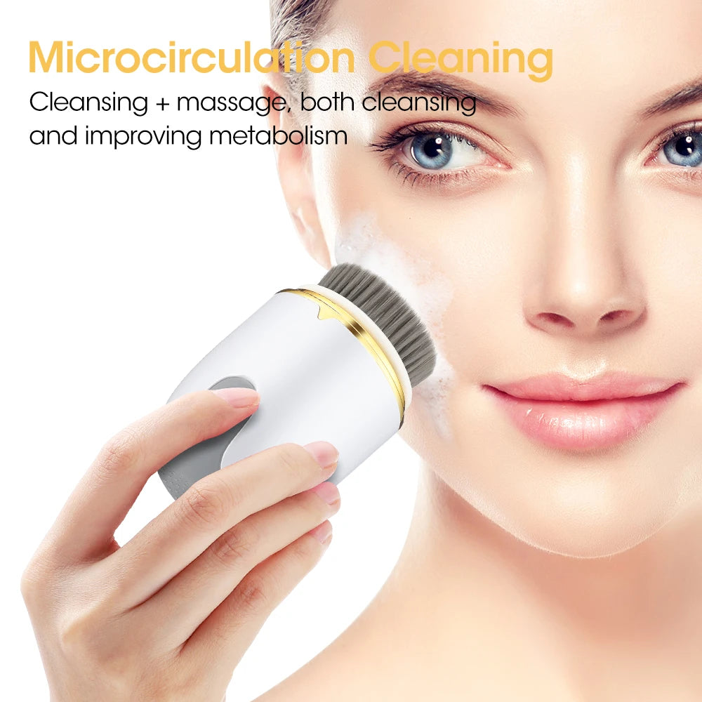 Multifunctional Electric Facial Cleansing Brush Rechargeable IPX5 Waterproof Remove Excess Oil Cutin Clean Pores USB Charging - NJPH Best Selling 