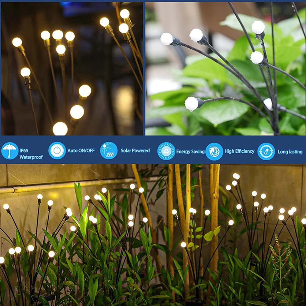 Solar LED String Fairy Lights Path Lawn Landscape Firefly Lamp Outdoor New Year Christmas Garden Patio Garland Street Decoration - NJPH Best Selling 