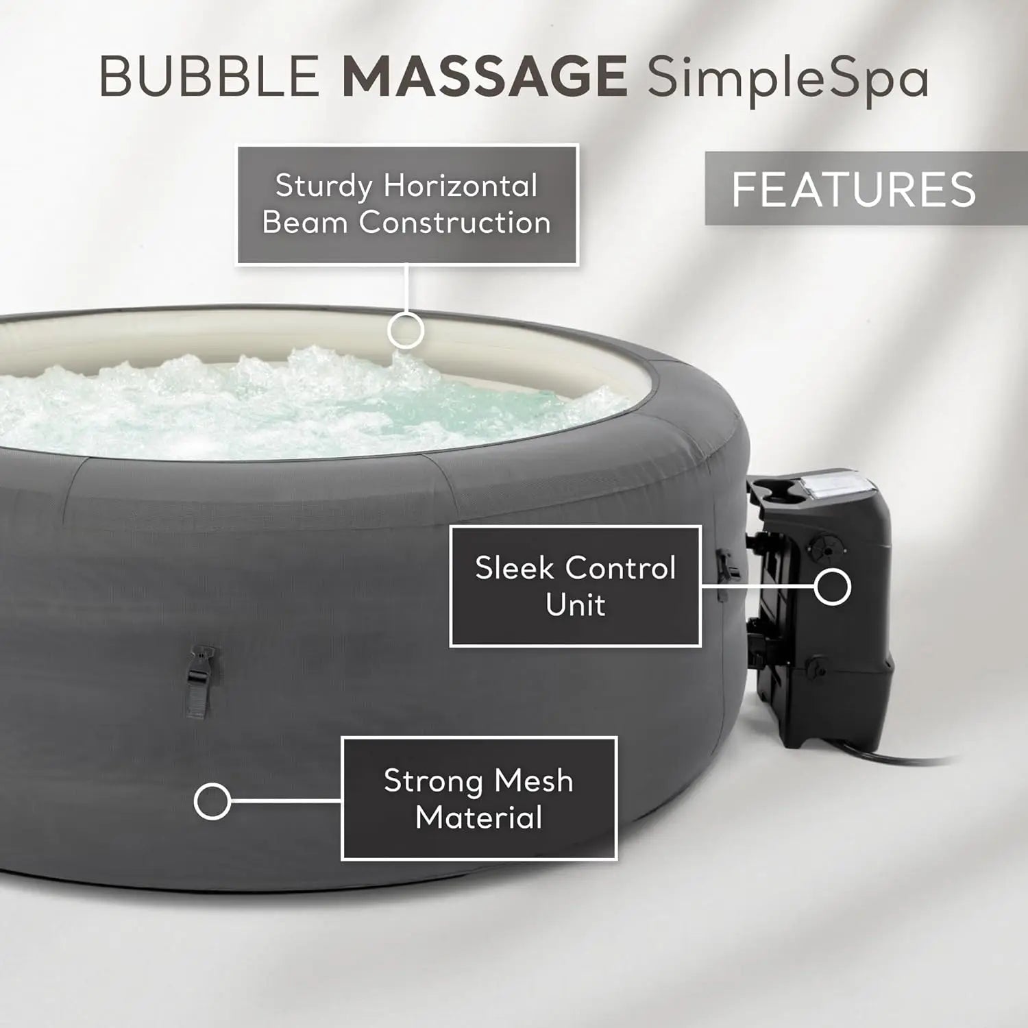 SimpleSpa Bubble Massage Inflatable Round Hot Tub Relaxing Outdoor Water Spa with Soothing Jets Insulated Cover - NJPH Best Selling 