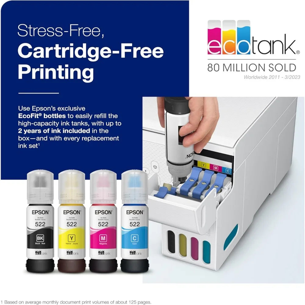 EcoTank ET-2800 Wireless Color All-in-One Cartridge-Free Supertank Printer with Scan and Copy The Ideal Basic Home Printer - NJPH Best Selling 