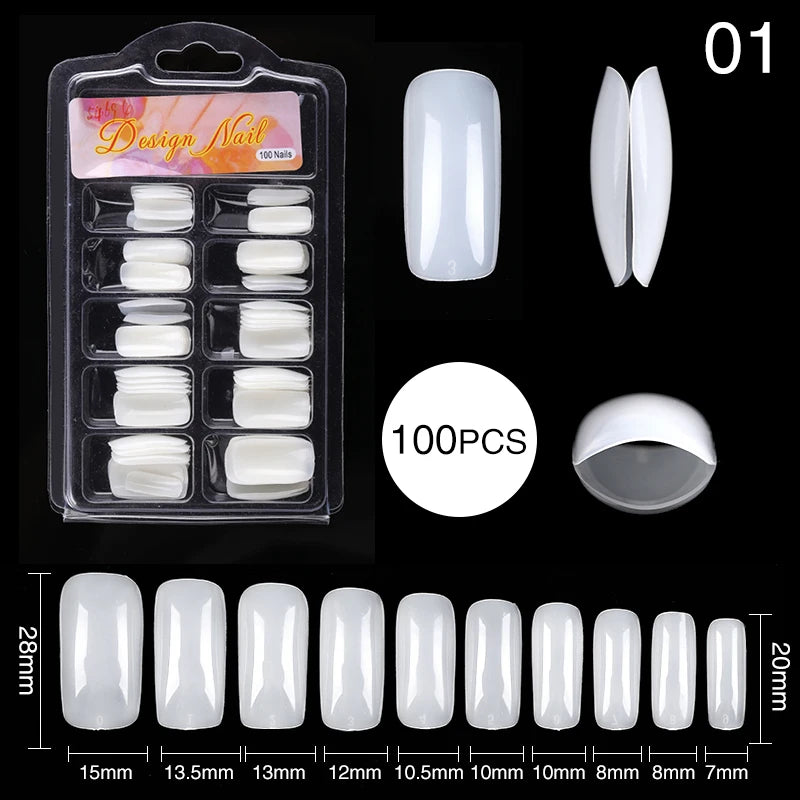 Nail Art Press on False Nails Fake Nails Coffin Gel Nails Extension System Full Cover Short Nail Soft Gel Tips Accessories Tool - NJPH Best Selling 