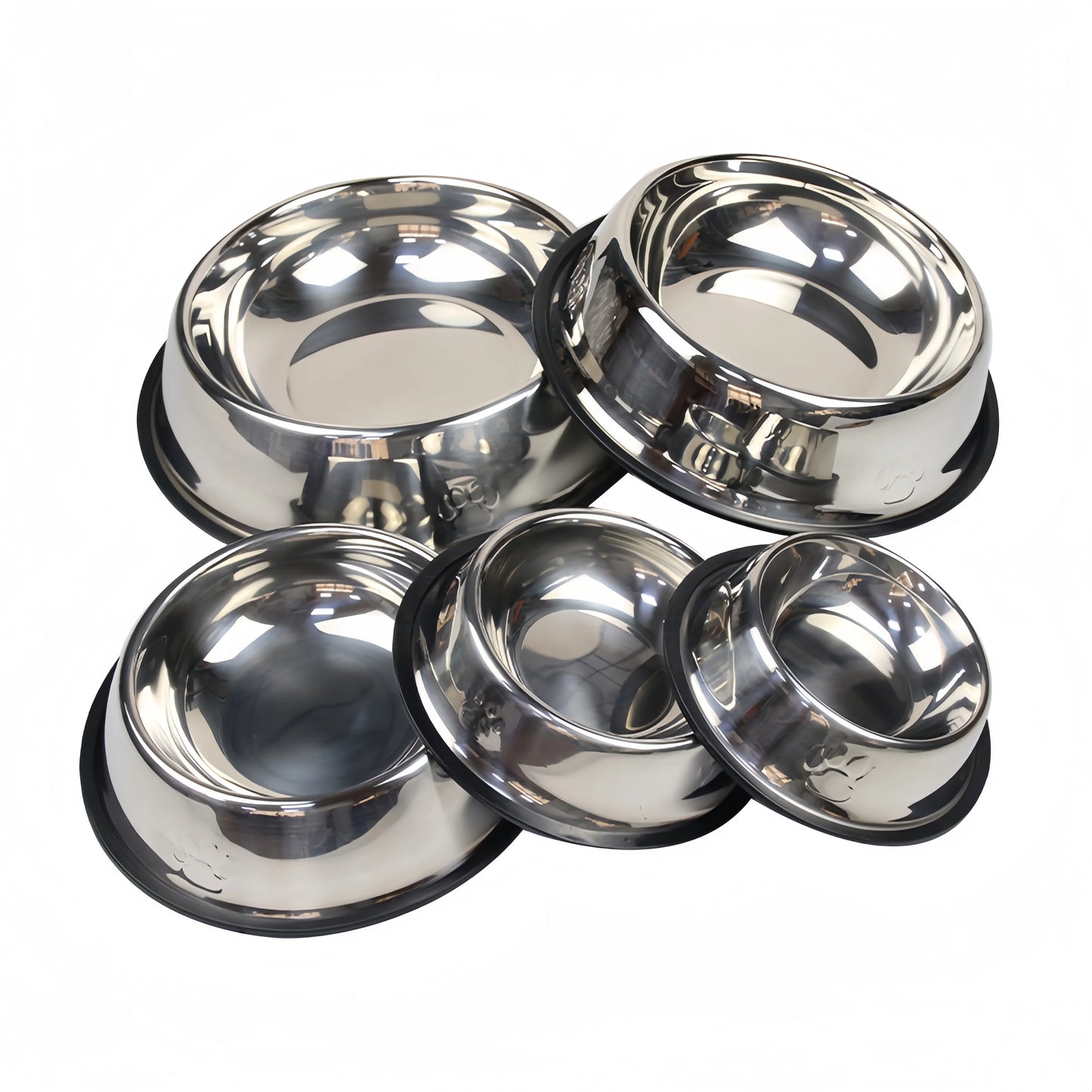 Pet Dog Cat Stainless Steel Bowl Pet Feeding Bowl Cat and Dog Drinking Bowl Metal Feeder Bowl Durable Easy To Clean 6 Sizes - NJPH Best Selling 