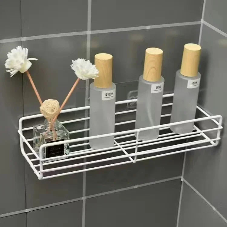 Bathroom Shelf Wall Mounted Corner Storage Shelves Shampoo Holder Cosmetic Rack Iron Shower Drain Basket Bathroom Organizer - NJPH Best Selling 