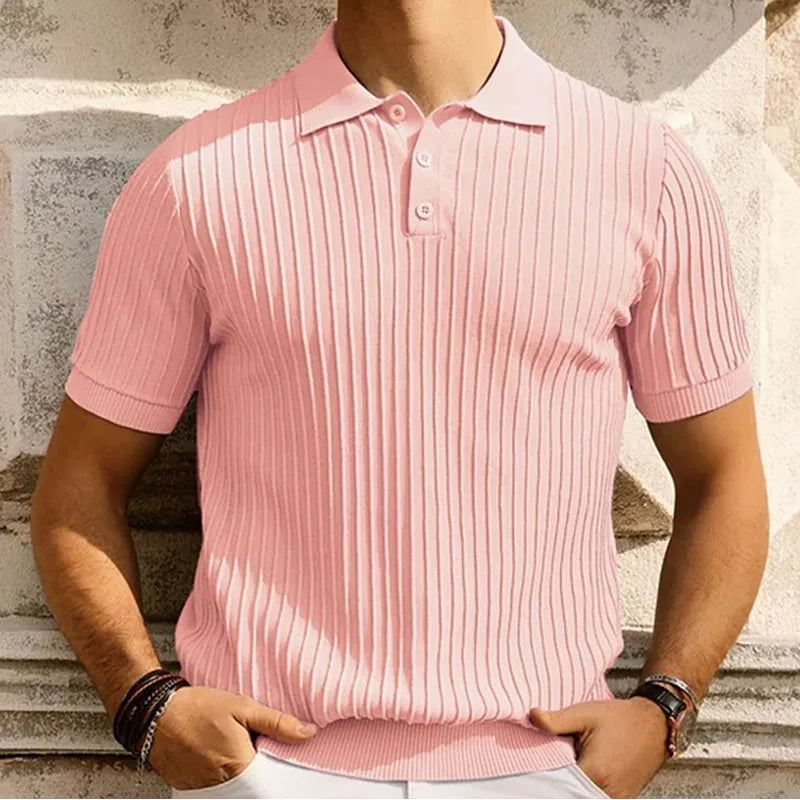 2024 New Summer Candy Color Knit Polo Shirt for Men Breathable and Cool Brand Quality Mens Summer Short Sleeve T Shirts MY1064 - NJPH Best Selling 