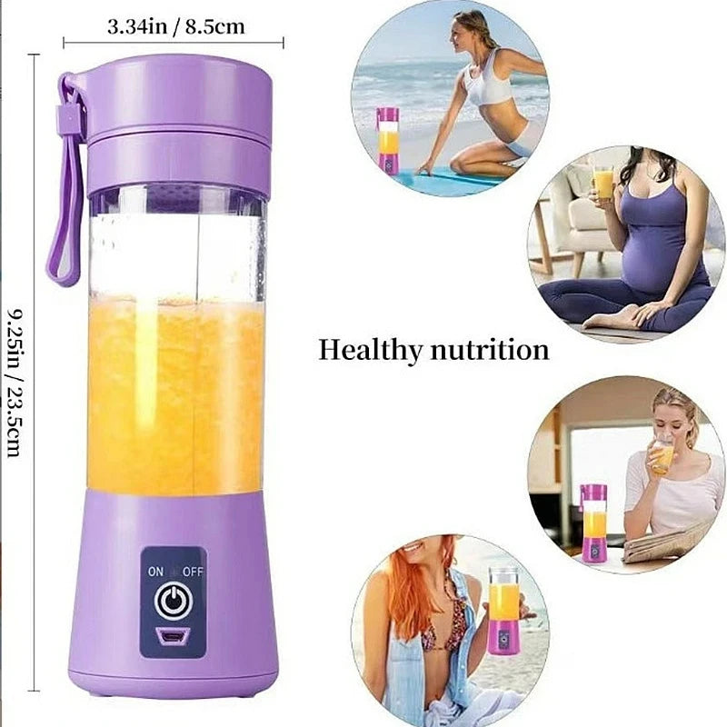 Mini Juicer Home Electric 6 Blades Portable Rechargeable Juice Cup Fruit Blender Kitchen Small Automatic Handheld Smoothie Food - NJPH Best Selling 