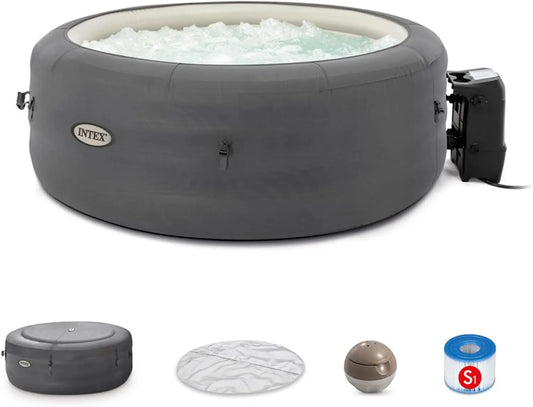 SimpleSpa Bubble Massage Inflatable Round Hot Tub Relaxing Outdoor Water Spa with Soothing Jets Insulated Cover - NJPH Best Selling 