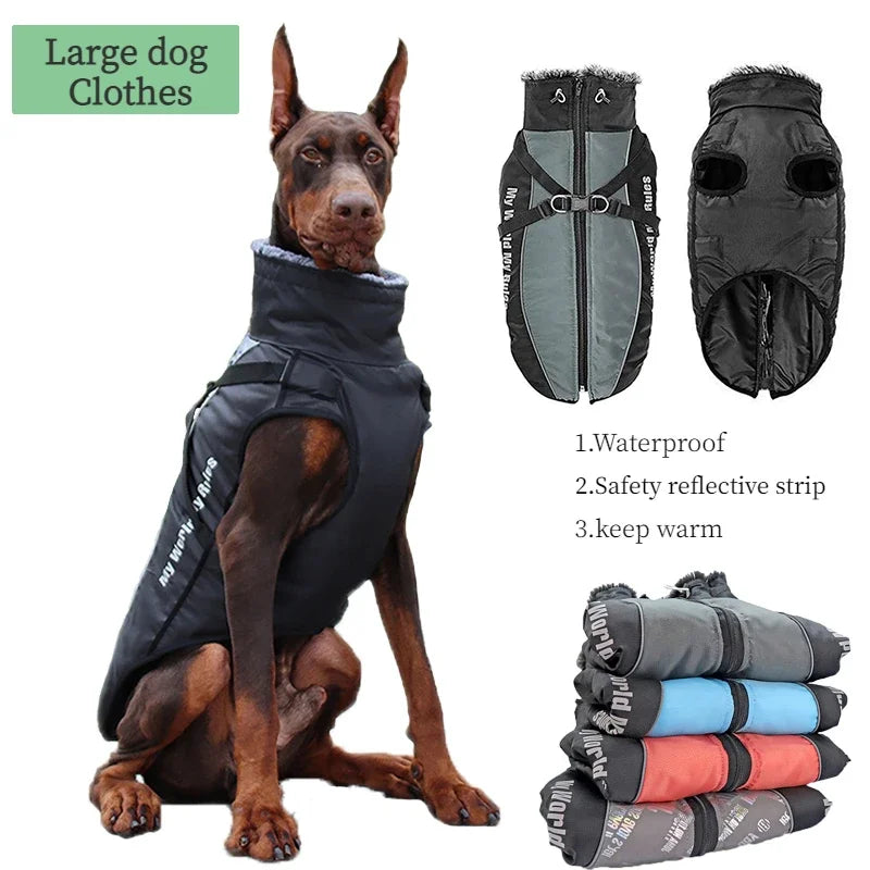 Clothes For Large Dogs Waterproof Big Dog Vest Jacket Autumn Winter Warm Fur Collar Pet Dog Coat For French Bulldog Wilma Dog - NJPH Best Selling 