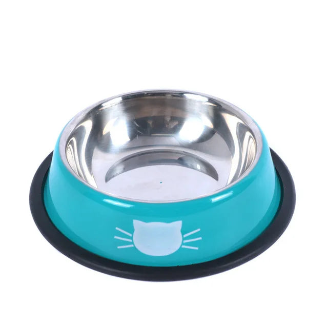 Cat Food Bowl Stainless Steel Kitten Cat Feeder Water Bowl With Non-Slip Rubber Base Small Pet Bowl Cat Accessories Pet Supplies - NJPH Best Selling 