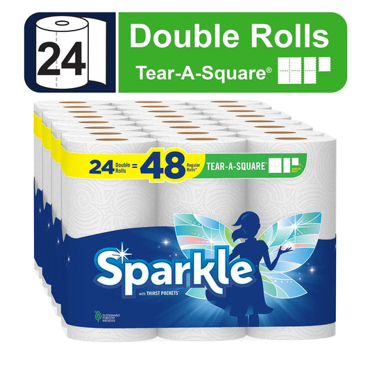 Tear-A-Square Paper Towels 24 Double Rolls White Customizable Sheet Size Paper - NJPH Best Selling 