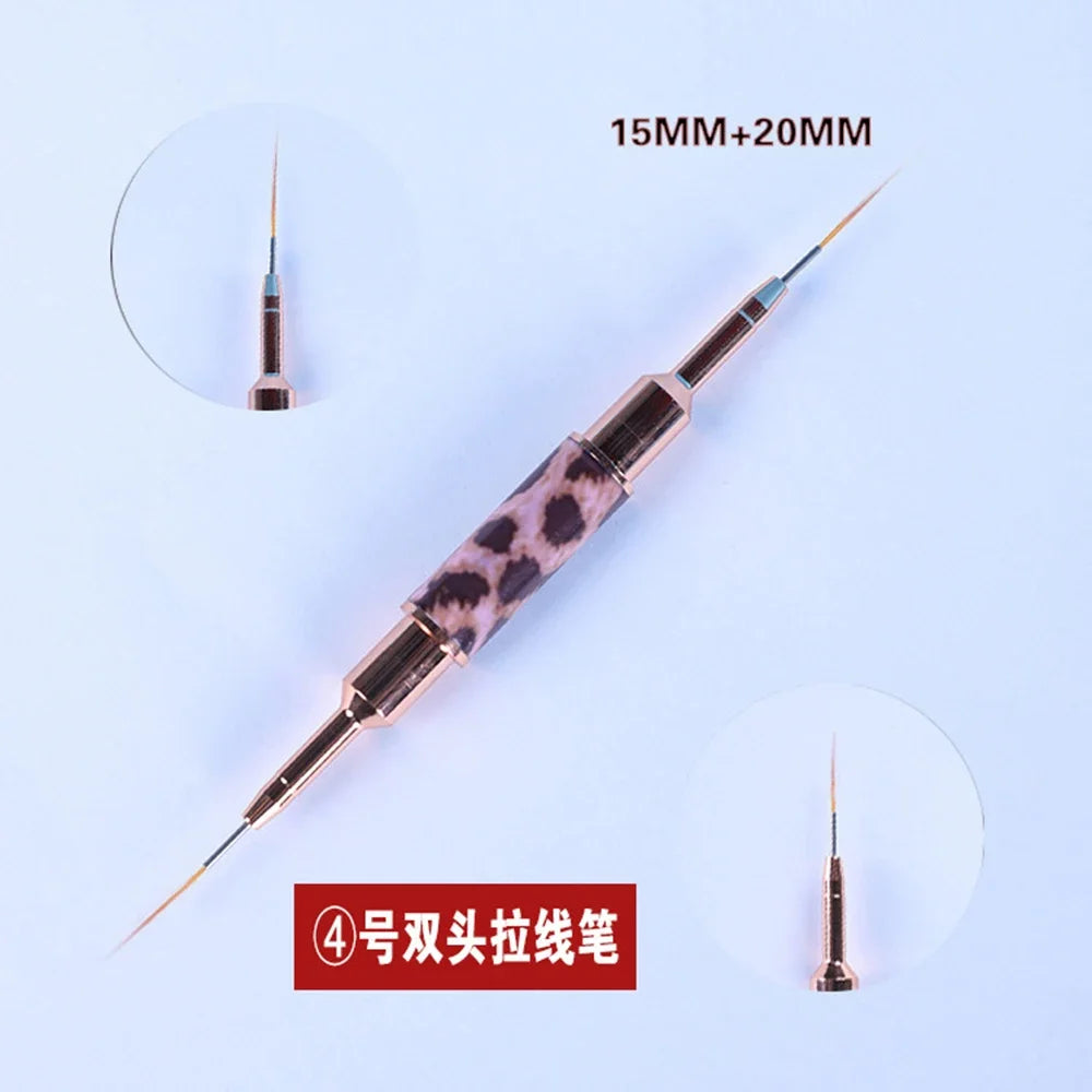 Nail Art Liner Brushes Double Head Leopard Print Acrylic French Stripe Drawing Painting Pen Gel Polish Nail Art Manicure Tools - NJPH Best Selling 