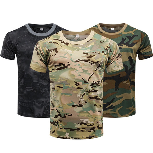 Camouflage Tactical Shirt Short Sleeve Men's Breathable Quick Dry Combat T-Shirt Outdoor T Shirt Camo Hiking Hunting Shirts - NJPH Best Selling 