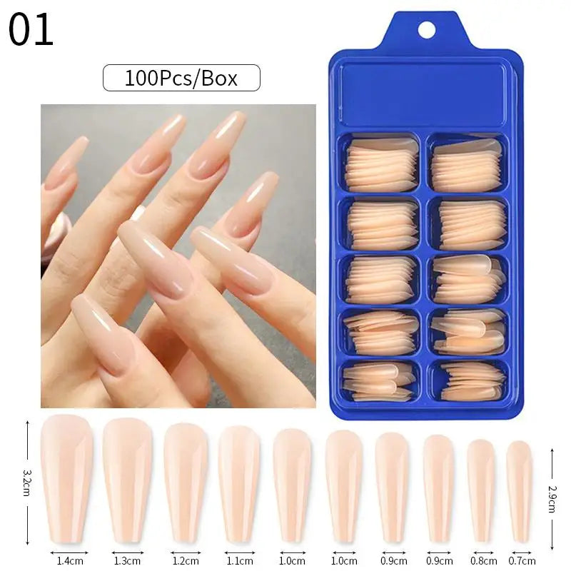 Nail Art Press on False Nails Fake Nails Coffin Gel Nails Extension System Full Cover Short Nail Soft Gel Tips Accessories Tool - NJPH Best Selling 