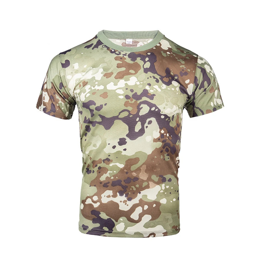 Camouflage Tactical Shirt Short Sleeve Men's Breathable Quick Dry Combat T-Shirt Outdoor T Shirt Camo Hiking Hunting Shirts - NJPH Best Selling 