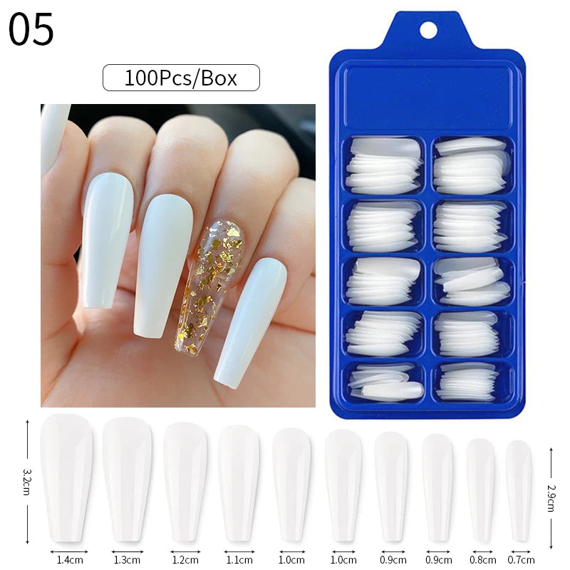 Nail Art Press on False Nails Fake Nails Coffin Gel Nails Extension System Full Cover Short Nail Soft Gel Tips Accessories Tool - NJPH Best Selling 