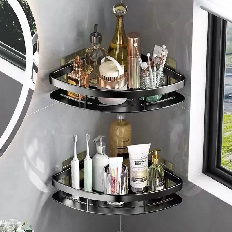 Bathroom Shelf Aluminum Alloy Shampoo Rack Makeup Storage Organizer Shower Shelf Bathroom Accessories No Drill Wall Corner Shelf - NJPH Best Selling 