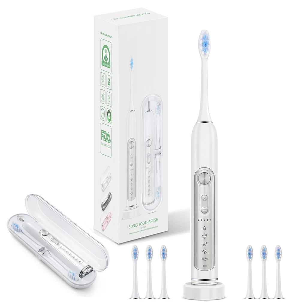 SUBORT Super Sonic Electric Toothbrushes for Adults Kid Smart Timer Whitening Toothbrush IPX7 Waterproof Replaceable Heads Set - NJPH Best Selling 