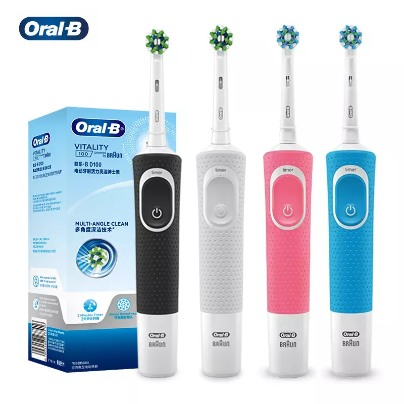 Oral B D100 Electric Toothbrush 2D Vitality Cleaning Teeth Brush Waterproof Electronic Teeth Brush Inductive Charger With Timer - NJPH Best Selling 