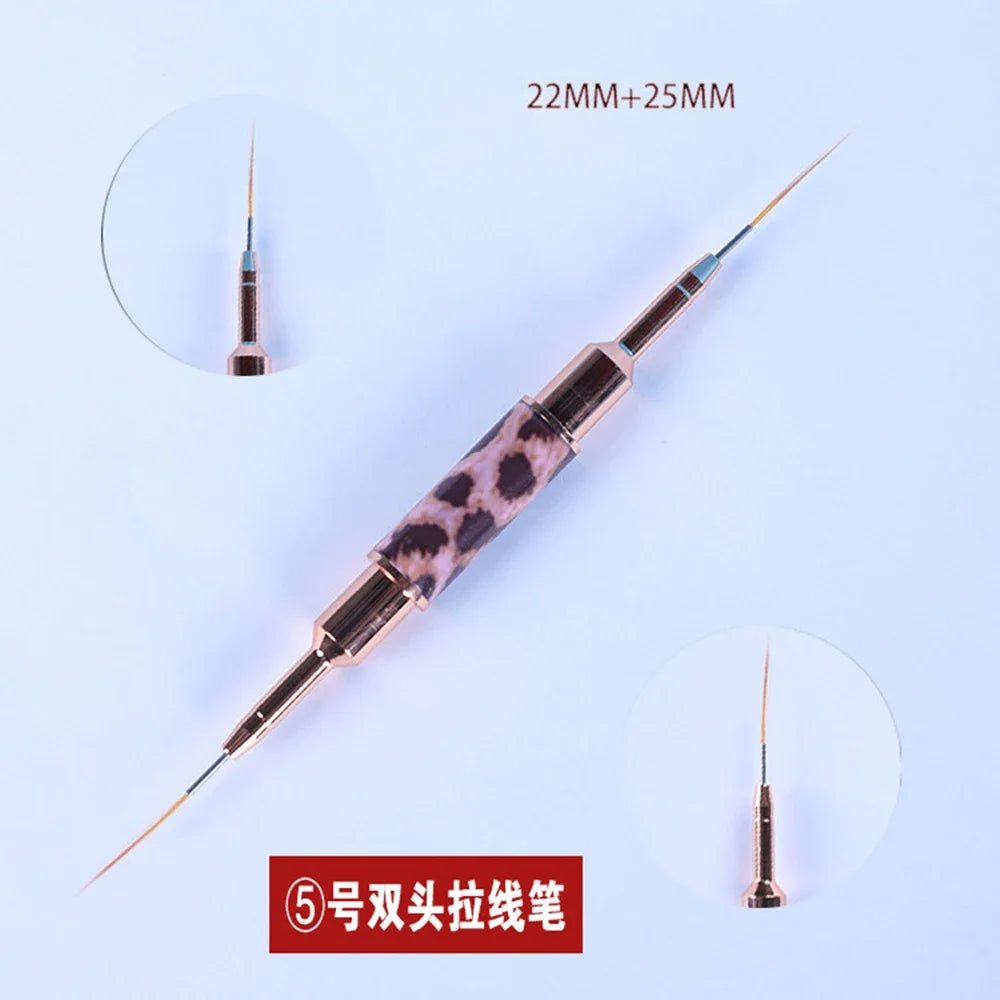 Nail Art Liner Brushes Double Head Leopard Print Acrylic French Stripe Drawing Painting Pen Gel Polish Nail Art Manicure Tools - NJPH Best Selling 