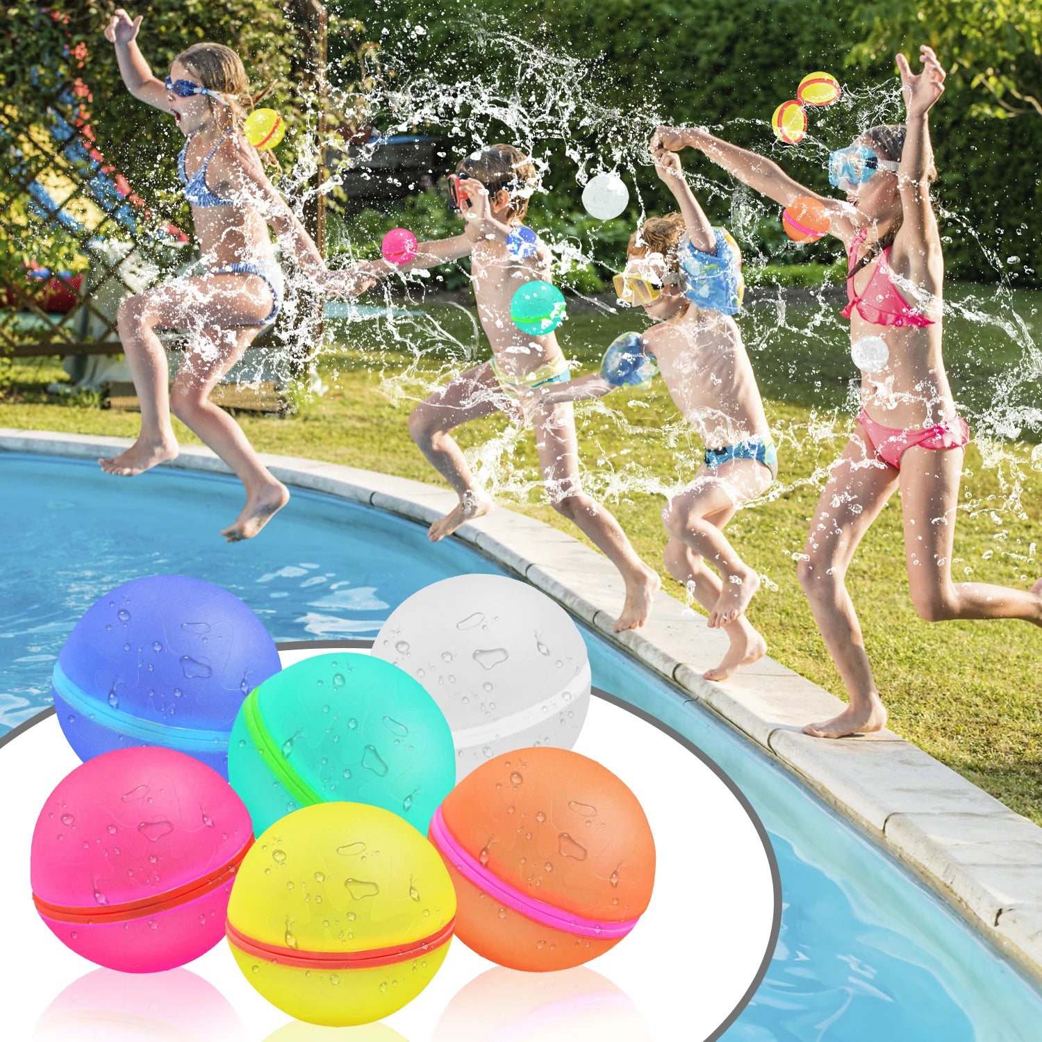 Children's outdoor water battle silicone water ball reusable magnetic suction swimming pool beach water burst ball color random - NJPH Best Selling 