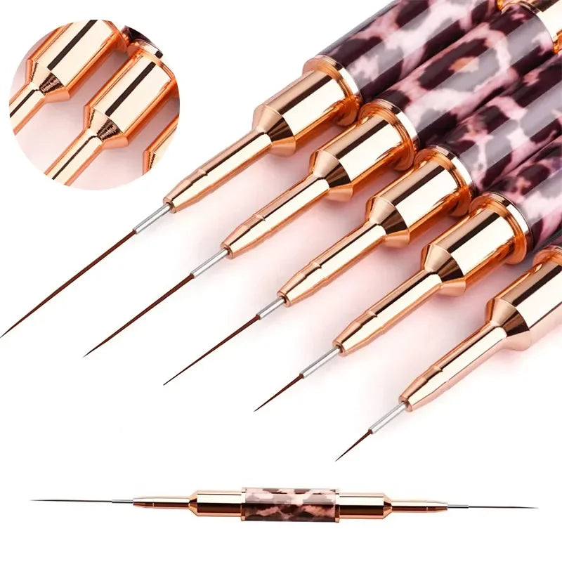 Nail Art Liner Brushes Double Head Leopard Print Acrylic French Stripe Drawing Painting Pen Gel Polish Nail Art Manicure Tools - NJPH Best Selling 