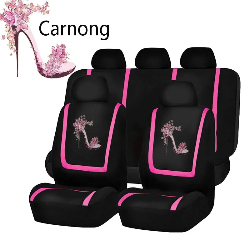 Carnong Car Seat Covers Full Set Universal Comfortable Soft Full Women Cute Dancing Shoes Paint Pink Auto Interior Accessories - NJPH Best Selling 