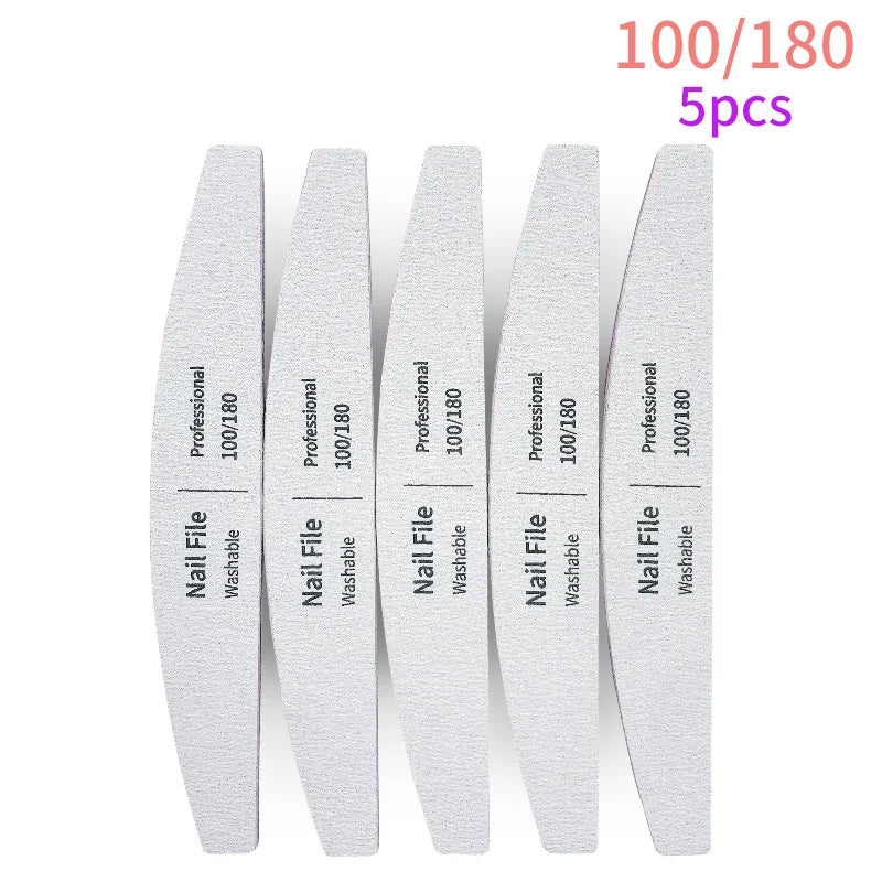 Nail File 100 to 180 Professional Tools Emery for Manicure Lime 240 Sandpaper Gel Polishing Files for Nails Buffers Set Polisher - NJPH Best Selling 