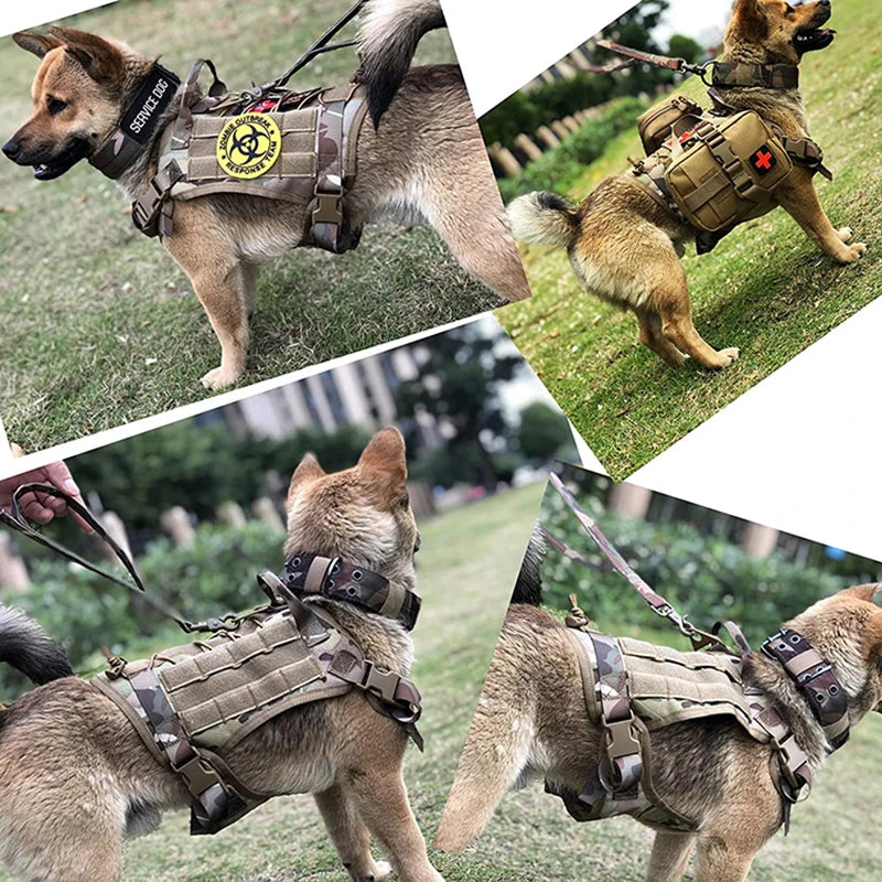 Tactical Dog Harness Military Training K9 Padded Quick Release Vest Pet Training Dog Harness For Set Small Medium Large Dogs - NJPH Best Selling 