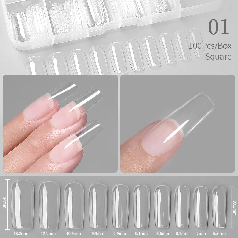 Nail Art Press on False Nails Fake Nails Coffin Gel Nails Extension System Full Cover Short Nail Soft Gel Tips Accessories Tool - NJPH Best Selling 