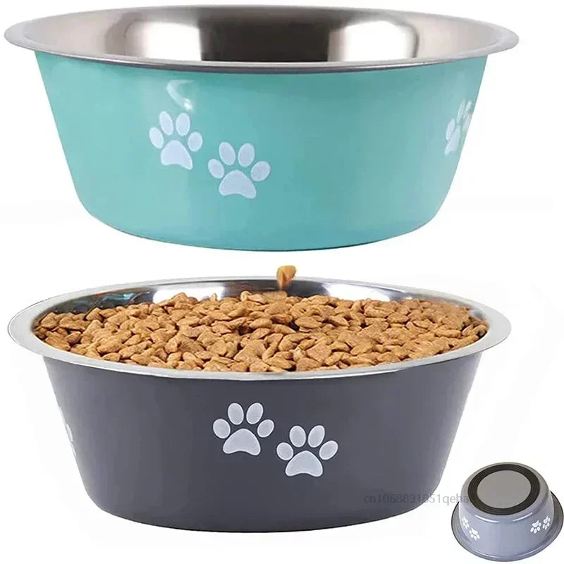 Non-slip Dog Bowls For Small Medium Large Dog Feeder Bowls And Drinkers Stainless Steel Pet Feeders Pets Dogs Accessories - NJPH Best Selling 