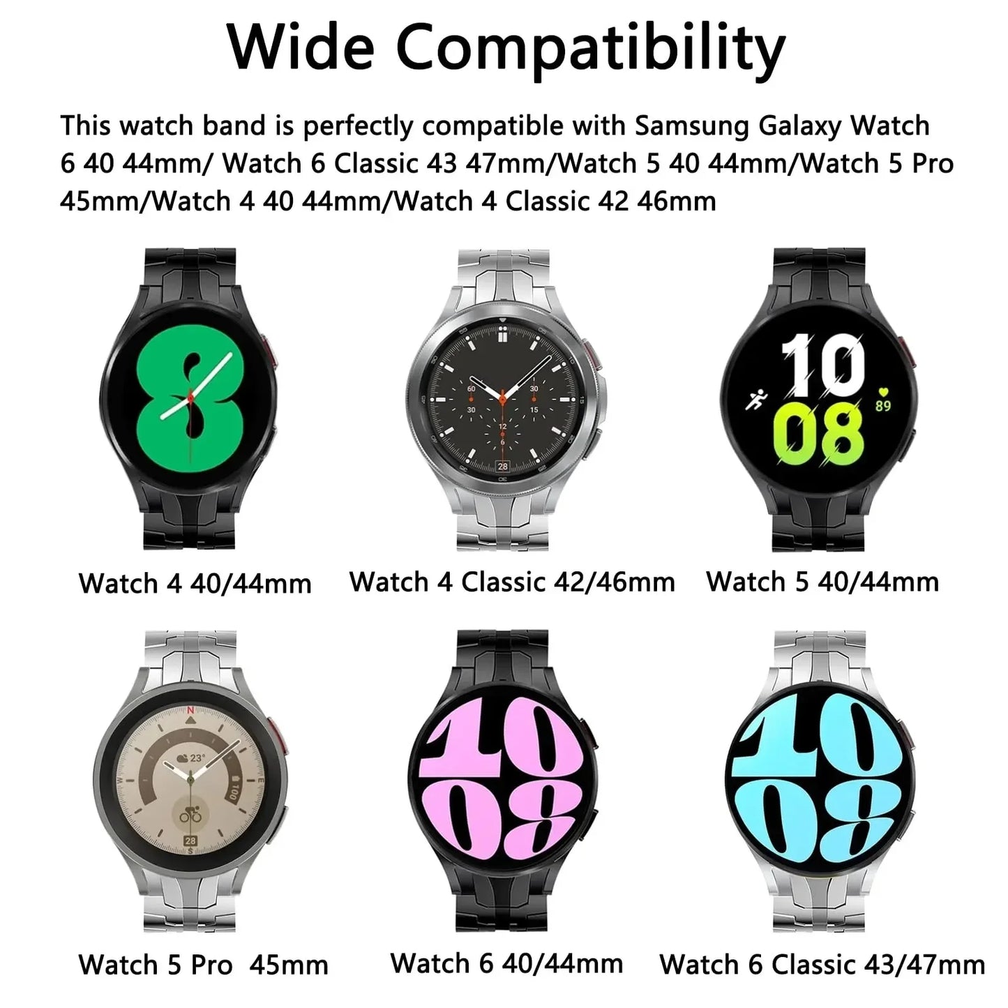 Stainless Steel Strap for Samsung Galaxy Watch 6 5 4 Classic 47mm 43mm 42 46mm 45mm No Gaps Metal Band 40 44mm Link Bracelet - NJPH Best Selling 