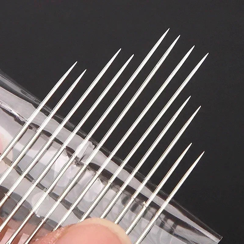 12 Pcs Side Hole Blind Sewing Needles Stainless Steel Elderly Needles Hand Sewing Stitching Pin DIY Home Self Threading Needle - NJPH Best Selling 