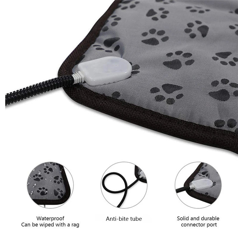 Pet Electric Blanket Winter Warming Pad Cat Dog Heated Nest Waterproof Warmer Power-Off Protection Bite-Resistant Mat Bed - NJPH Best Selling 