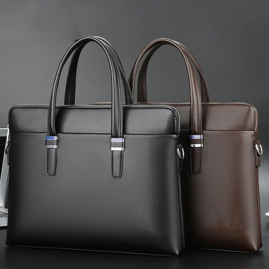 High Quality Men Briefcases Bag For 14 inch Laptop Business Travel Bags Handbags Leather Office Shoulder Bags For Man - NJPH Best Selling 