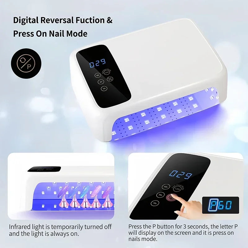 138W LED UV Nail Lamp 69LEDS Professional Powerful Gel Nail Dryer Nail Polish Curing Lamp For All Gel Nail Art Manicure Tools - NJPH Best Selling 