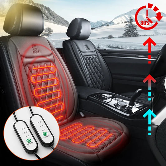 12V Heated Car Seat Cushion Cloth/Flannel Car Seat Heater Winter Warmer Seat Heating Car Accessories Heating Pads Set Universal - NJPH Best Selling 