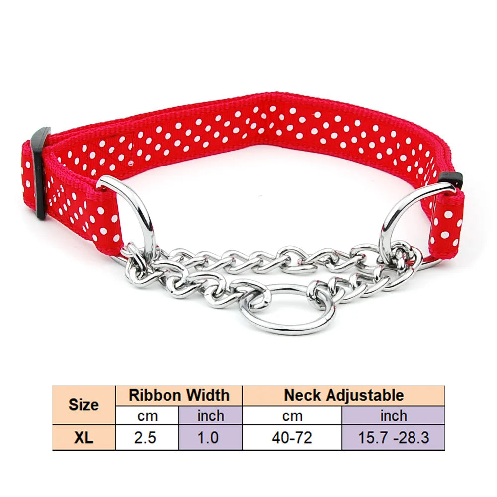 Adjustable Collar for Large Dogs Nylon Pet Dog Slip Pinch Collar Dog Training Accessories Dog Collar with Welded Link Chain - NJPH Best Selling 