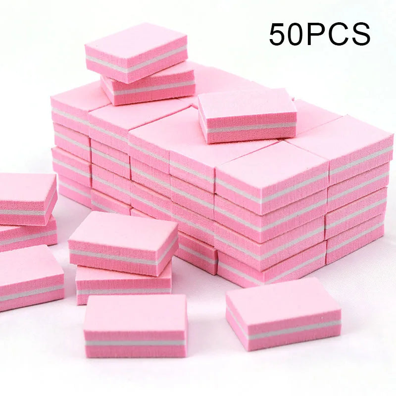 50Pc Professional Mini Nail Art buffer 100/180 Sandpaper Manicure Care File Sanding Polishing Nails File Grinding Equipment Tool - NJPH Best Selling 