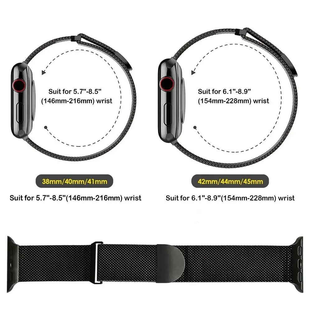 Milanese Loop Strap For Apple Watch Band 8 7 45mm 41mm Ultra 49mm Metal Magnetic Bracelet iWatch 6 5 4 3 SE 44mm 40mm 42mm Belt - NJPH Best Selling 