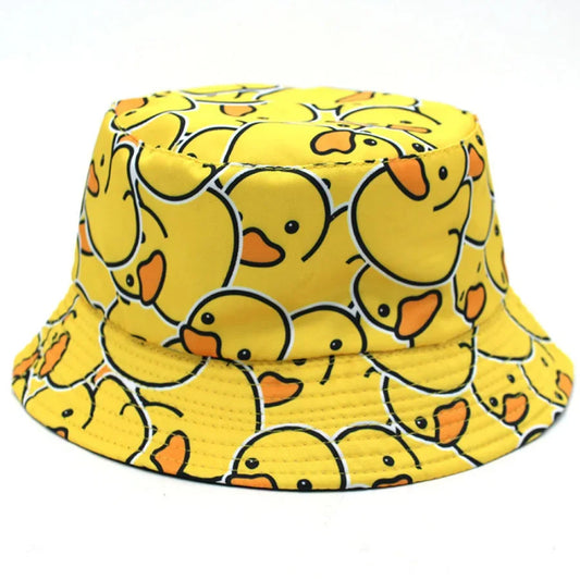 Summer Sun Hat Reversible Yellow Duck Bucket Hat for Men Women Cotton Bob Panama Girls Beach Travel Outdoor Fisherman Hat - NJPH Best Selling 