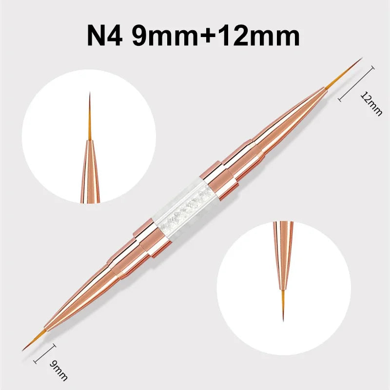 Nail Art Liner Brushes Double Head Leopard Print Acrylic French Stripe Drawing Painting Pen Gel Polish Nail Art Manicure Tools - NJPH Best Selling 