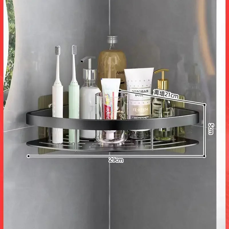 Bathroom Shelf Aluminum Alloy Shampoo Rack Makeup Storage Organizer Shower Shelf Bathroom Accessories No Drill Wall Corner Shelf - NJPH Best Selling 